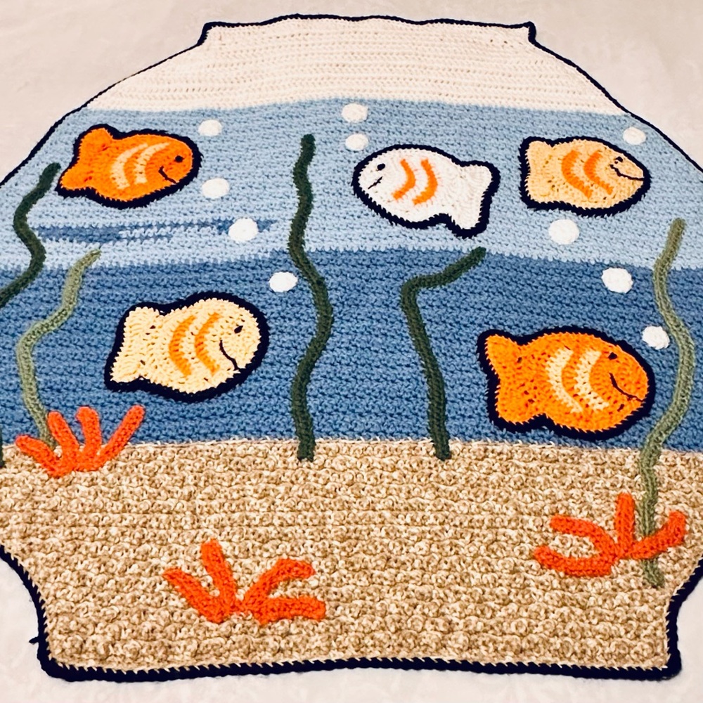 Handmade Crochet Fishbowl baby blanket “Go Against The Flow” Baby Afghan
